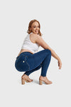 WR.UP® Curvy Denim - High Waisted - Full Length - Dark Blue + Yellow Stitching 7