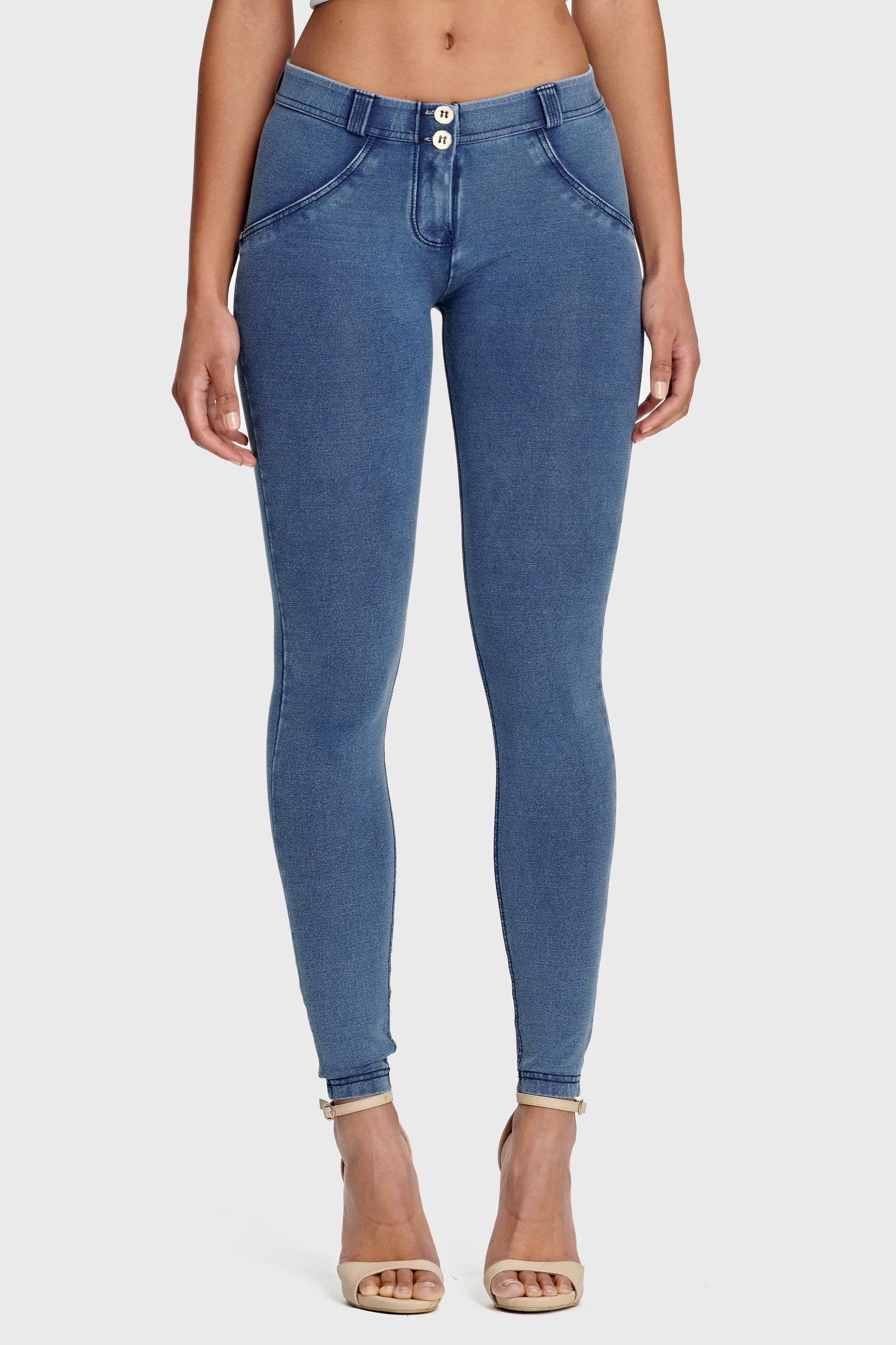 WR.UP® Denim - Mid Rise - 7/8 Length - Light Blue + Blue Stitching 3