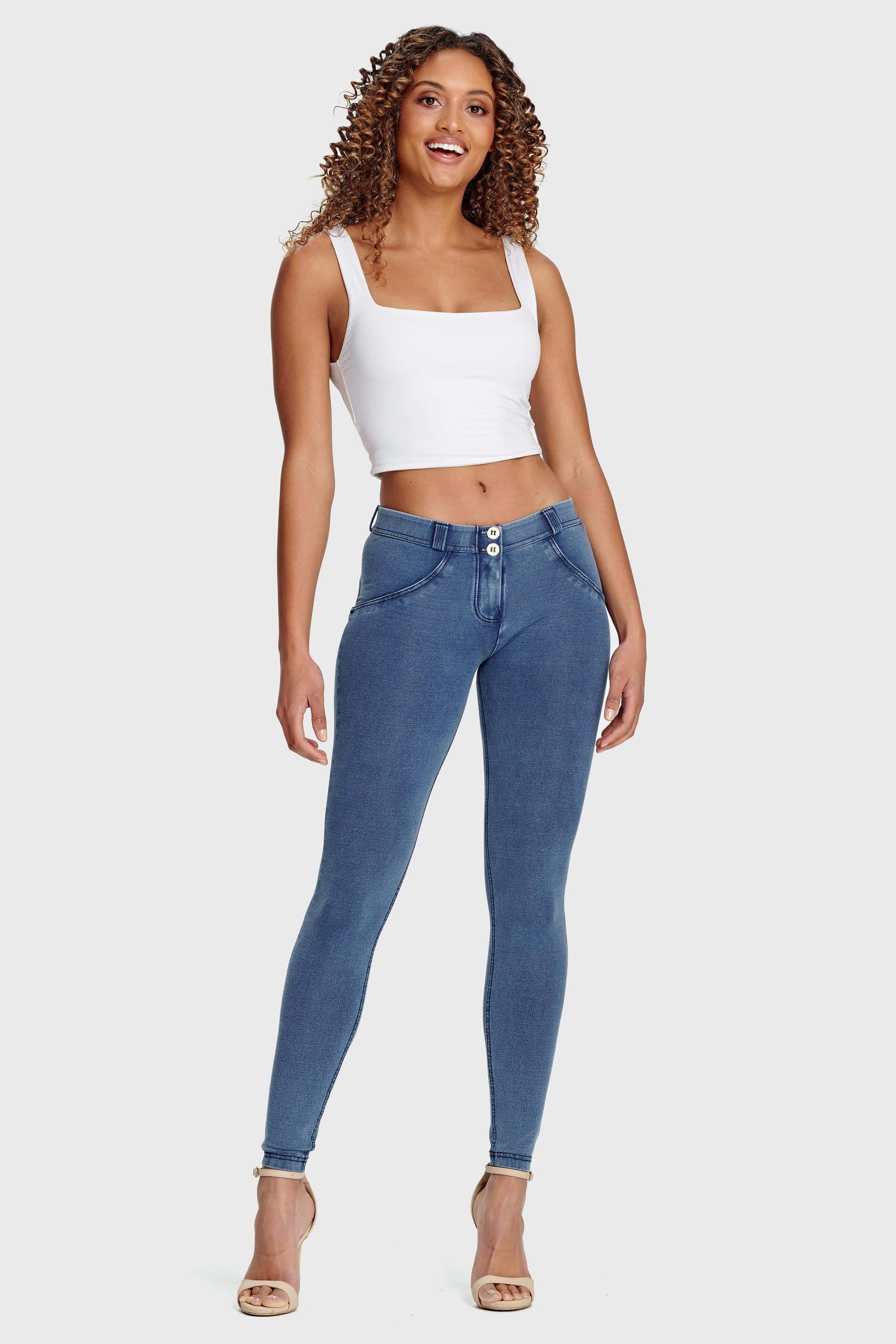 WR.UP® Denim - Mid Rise - 7/8 Length - Light Blue + Blue Stitching 8
