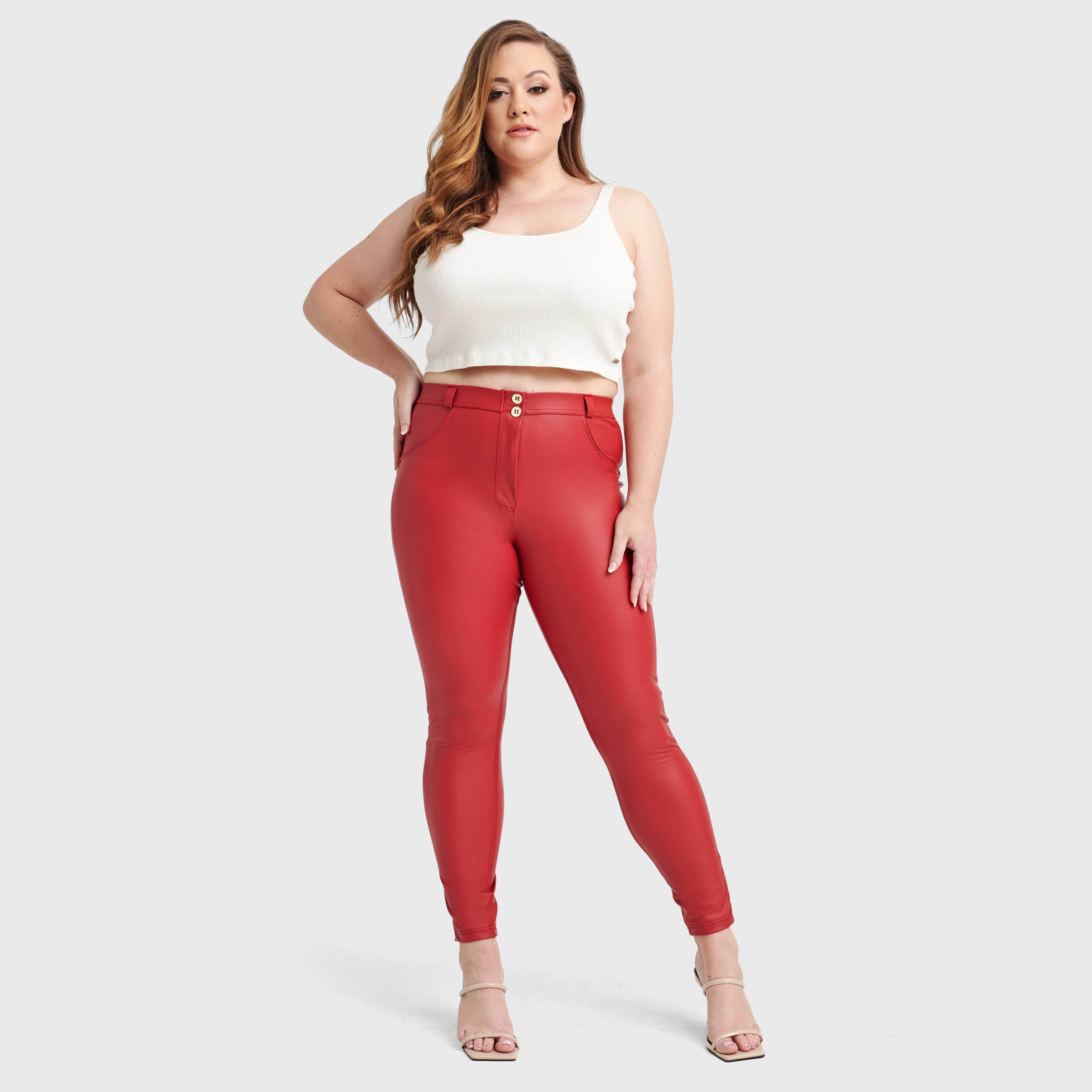 WR.UP® Curvy Faux Leather - High Waisted - Full Length - Red 3