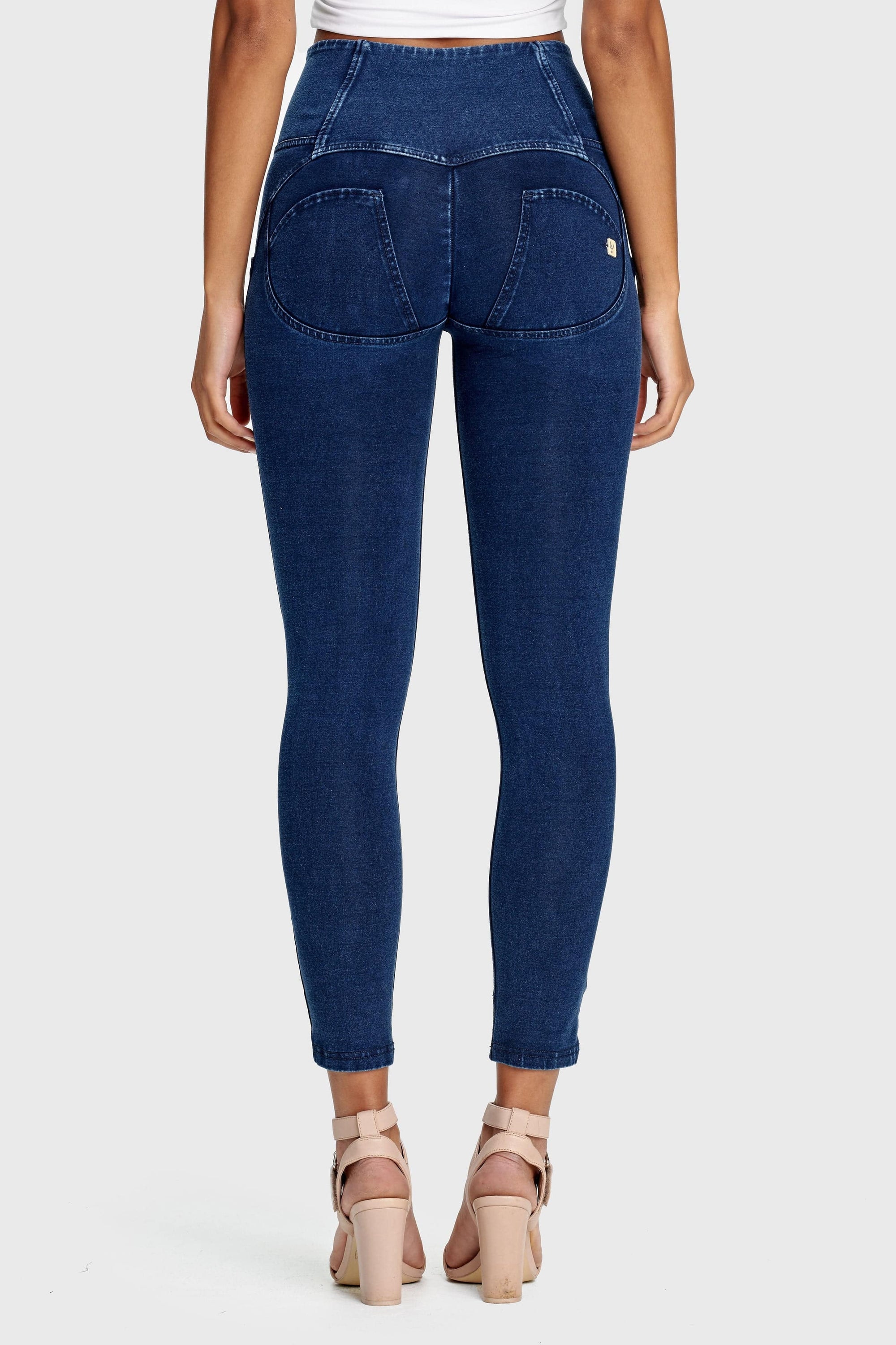WR.UP® Denim - 3 Button High Waisted - 7/8 Length - Dark Blue + Blue Stitching 9