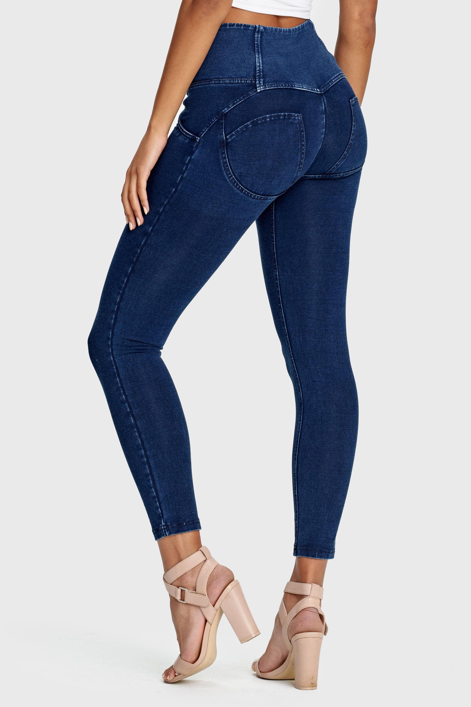 WR.UP® Denim - 3 Button High Waisted - 7/8 Length - Dark Blue + Blue Stitching 9