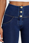 WR.UP® Denim - 3 Button High Waisted - 7/8 Length - Dark Blue + Yellow Stitching 7