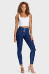 WR.UP® Denim - 3 Button High Waisted - 7/8 Length - Dark Blue + Yellow Stitching 5