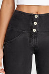 WR.UP® Denim - 3 Button High Waisted - 7/8 Length - Black + Black Stitching 10
