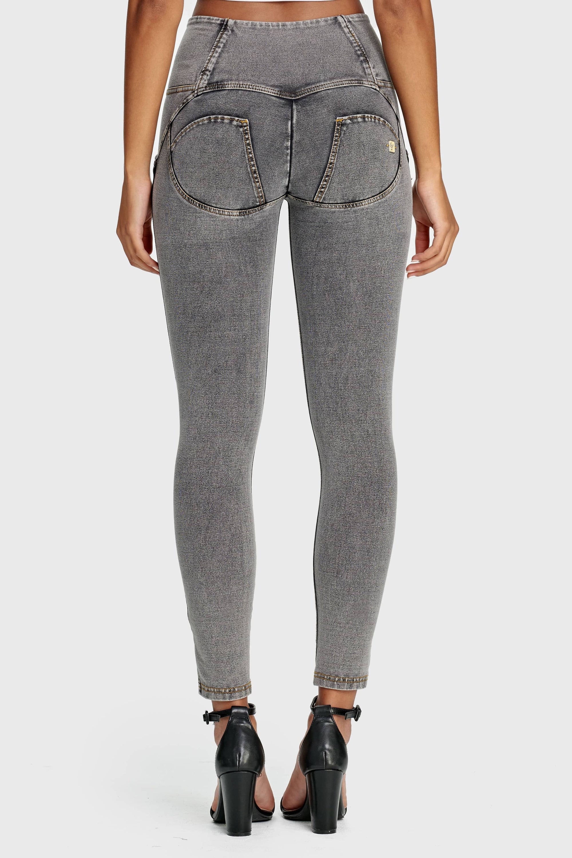 WR.UP® Denim - 3 Button High Waisted - 7/8 Length - Grey + Yellow Stitching 6