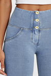 WR.UP® Denim - 3 Button High Waisted - 7/8 Length - Light Blue + Yellow Stitching 13