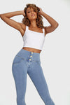 WR.UP® Denim - 3 Button High Waisted - 7/8 Length - Light Blue + Yellow Stitching 7