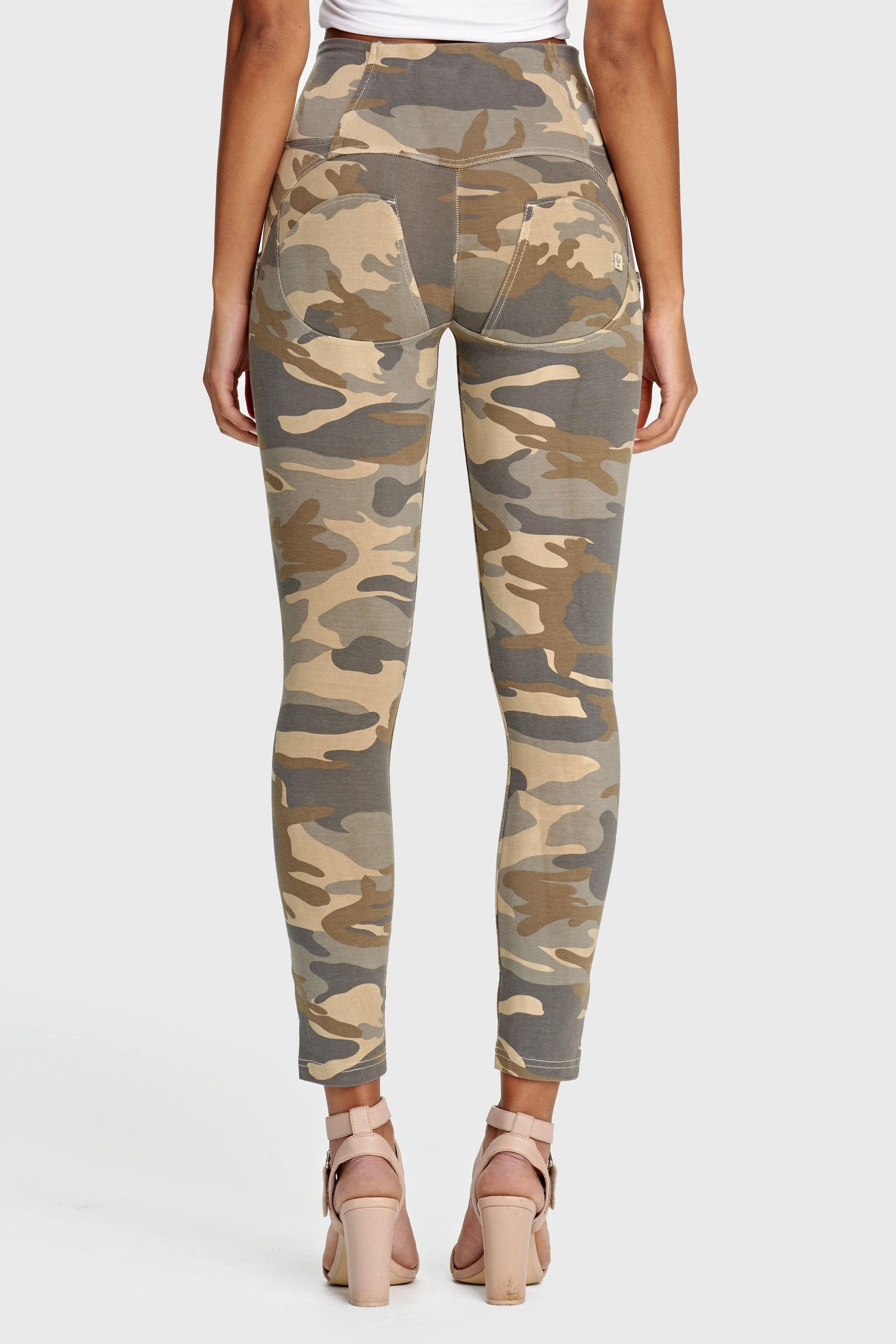 WR.UP® Fashion 3 Button - High Waisted - 7/8 Length - Sand Camo 10