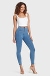 WR.UP® Denim - High Waisted - 7/8 Length - Light Blue + Blue Stitching 7
