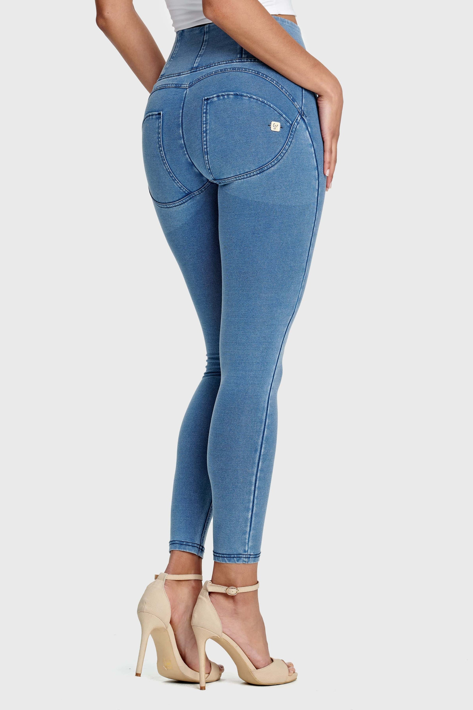 WR.UP® Denim - High Waisted - 7/8 Length - Light Blue + Blue Stitching 3
