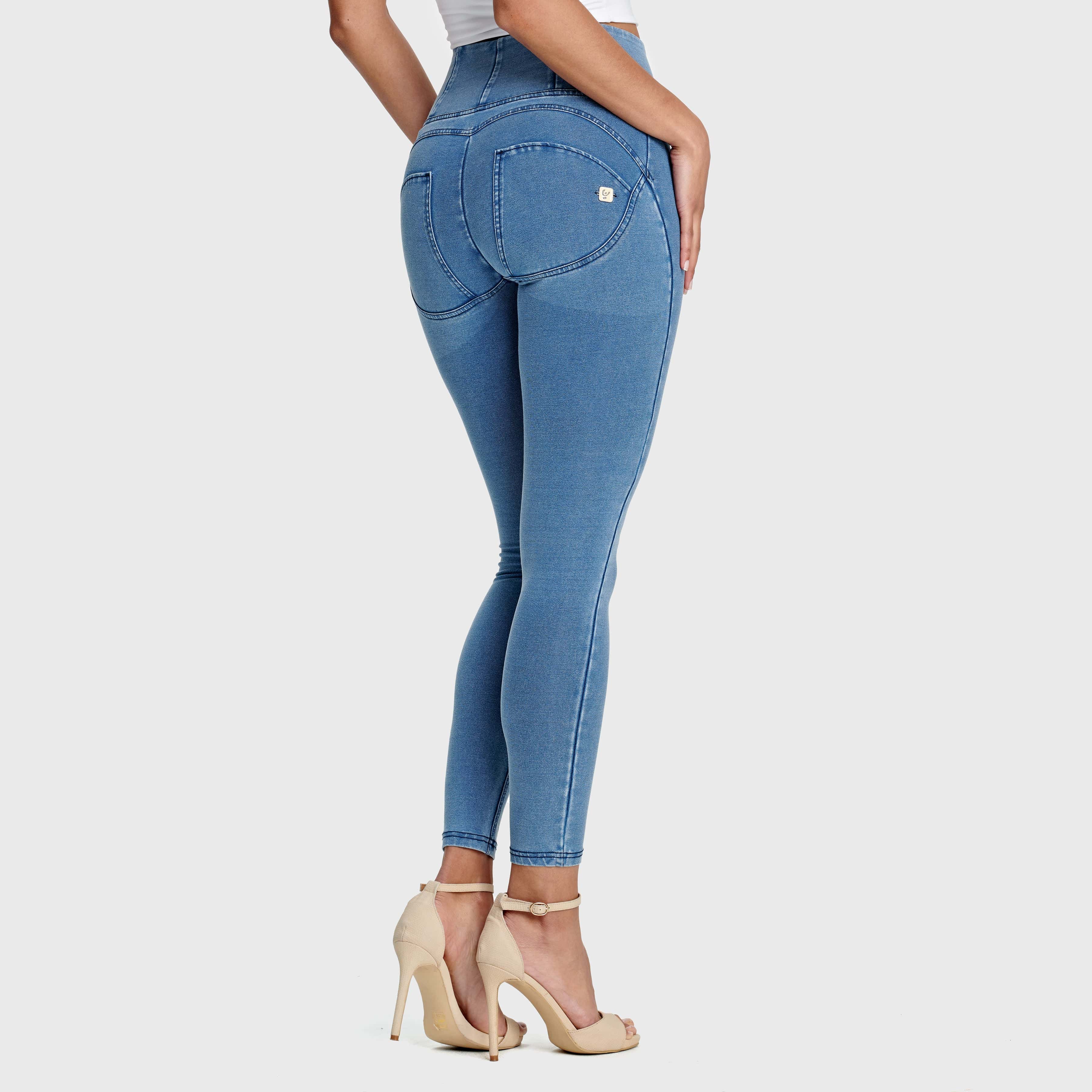 WR.UP® Denim - High Waisted - Full Length - Light Blue + Blue Stitching 3