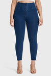 WR.UP® Curvy Denim - Zip High Waisted - 7/8 Length - Dark Blue + Blue Stitching 7