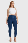 WR.UP® Curvy Denim - Zip High Waisted - 7/8 Length - Dark Blue + Blue Stitching 4