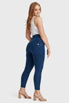 WR.UP® Curvy Denim - Zip High Waisted - 7/8 Length - Dark Blue + Blue Stitching 5