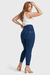 WR.UP® Curvy Denim - Zip High Waisted - 7/8 Length - Dark Blue + Blue Stitching 3