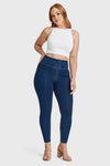 WR.UP® Curvy Denim - Zip High Waisted - 7/8 Length - Dark Blue + Yellow Stitching 8