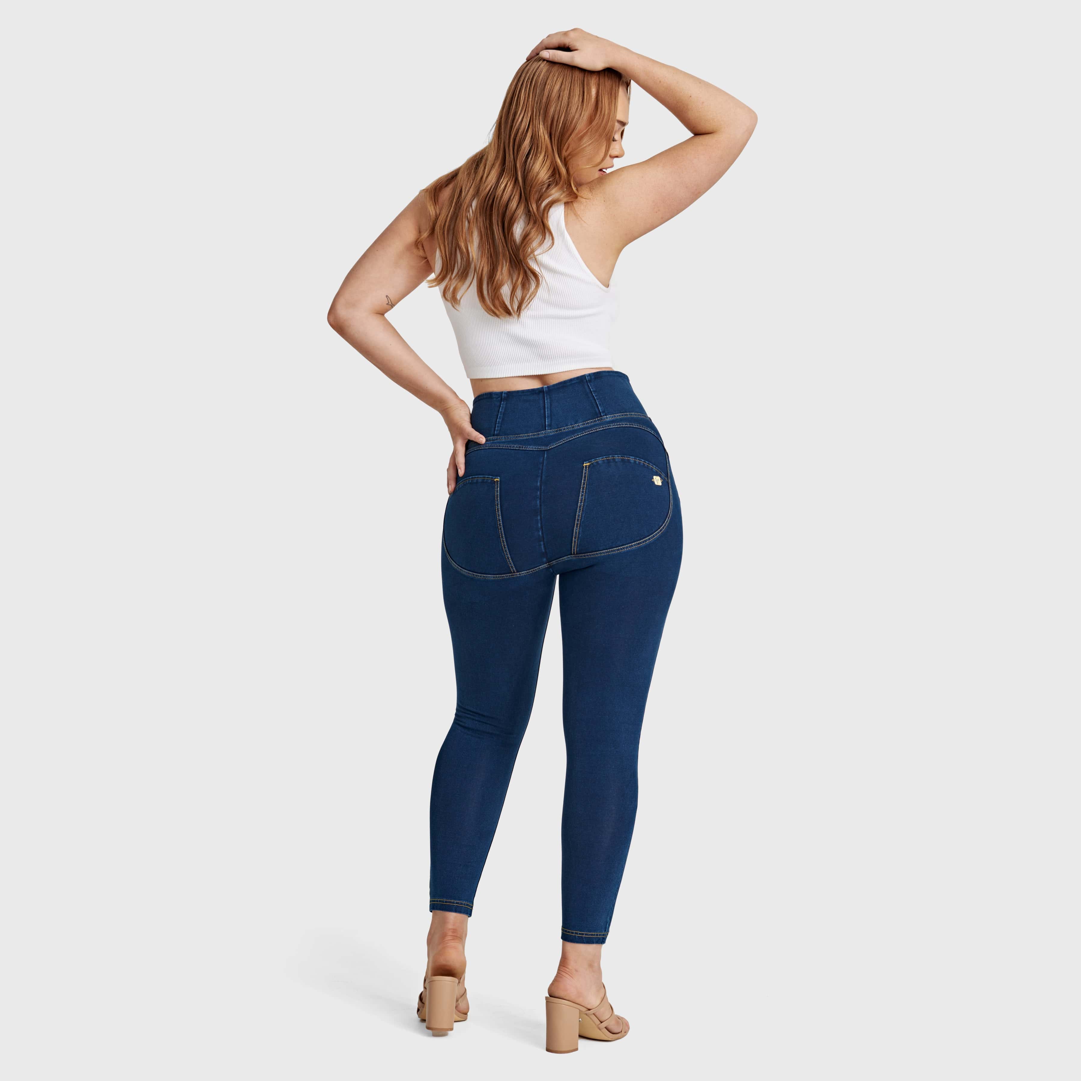 WR.UP® Curvy Denim - Zip High Waisted - 7/8 Length - Dark Blue + Yellow Stitching 2