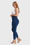 WR.UP® Curvy Denim - Zip High Waisted - 7/8 Length - Dark Blue + Yellow Stitching 6