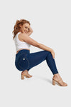 WR.UP® Curvy Denim - Zip High Waisted - 7/8 Length - Dark Blue + Yellow Stitching 4