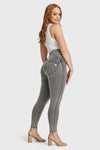 WR.UP® Curvy Denim - Zip High Waisted - 7/8 Length - Grey + Yellow Stitching 5