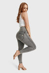 WR.UP® Curvy Denim - Zip High Waisted - 7/8 Length - Grey + Yellow Stitching 8