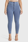 WR.UP® Curvy Denim - Zip High Waisted - 7/8 Length - Light Blue + Yellow Stitching 7