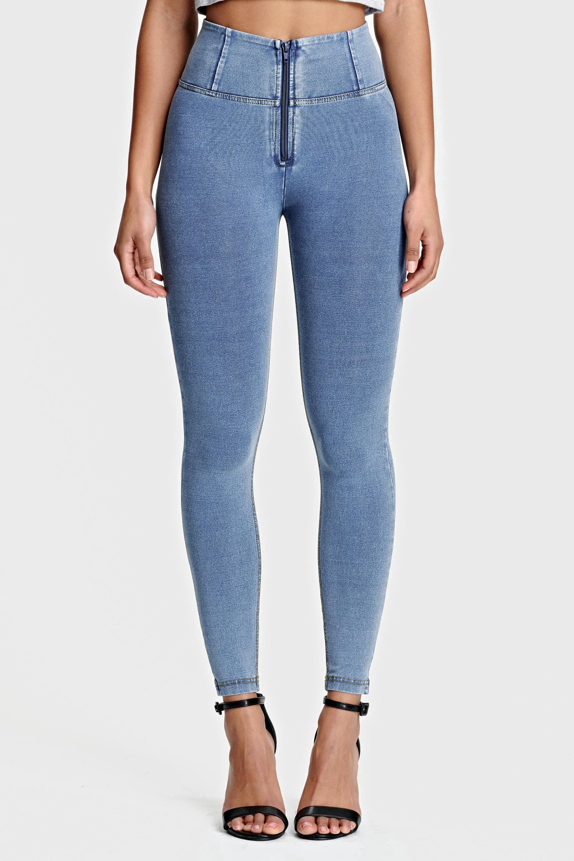 WR.UP® Denim - High Waisted - 7/8 Length - Light Blue + Yellow Stitching 2