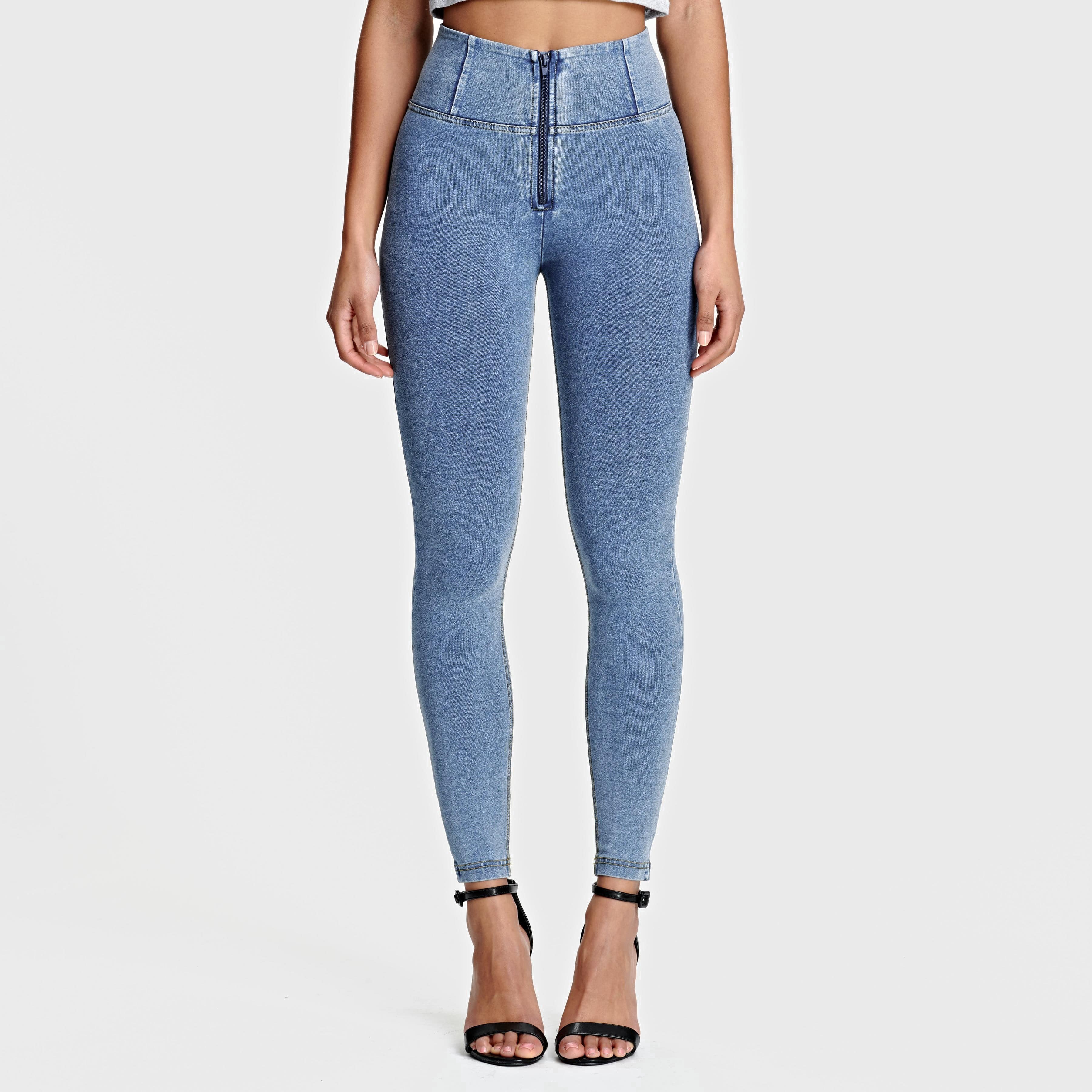 WR.UP® Denim - High Waisted - 7/8 Length - Light Blue + Yellow Stitching 2