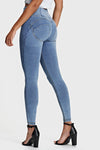WR.UP® Denim - High Waisted - 7/8 Length - Light Blue + Yellow Stitching 3