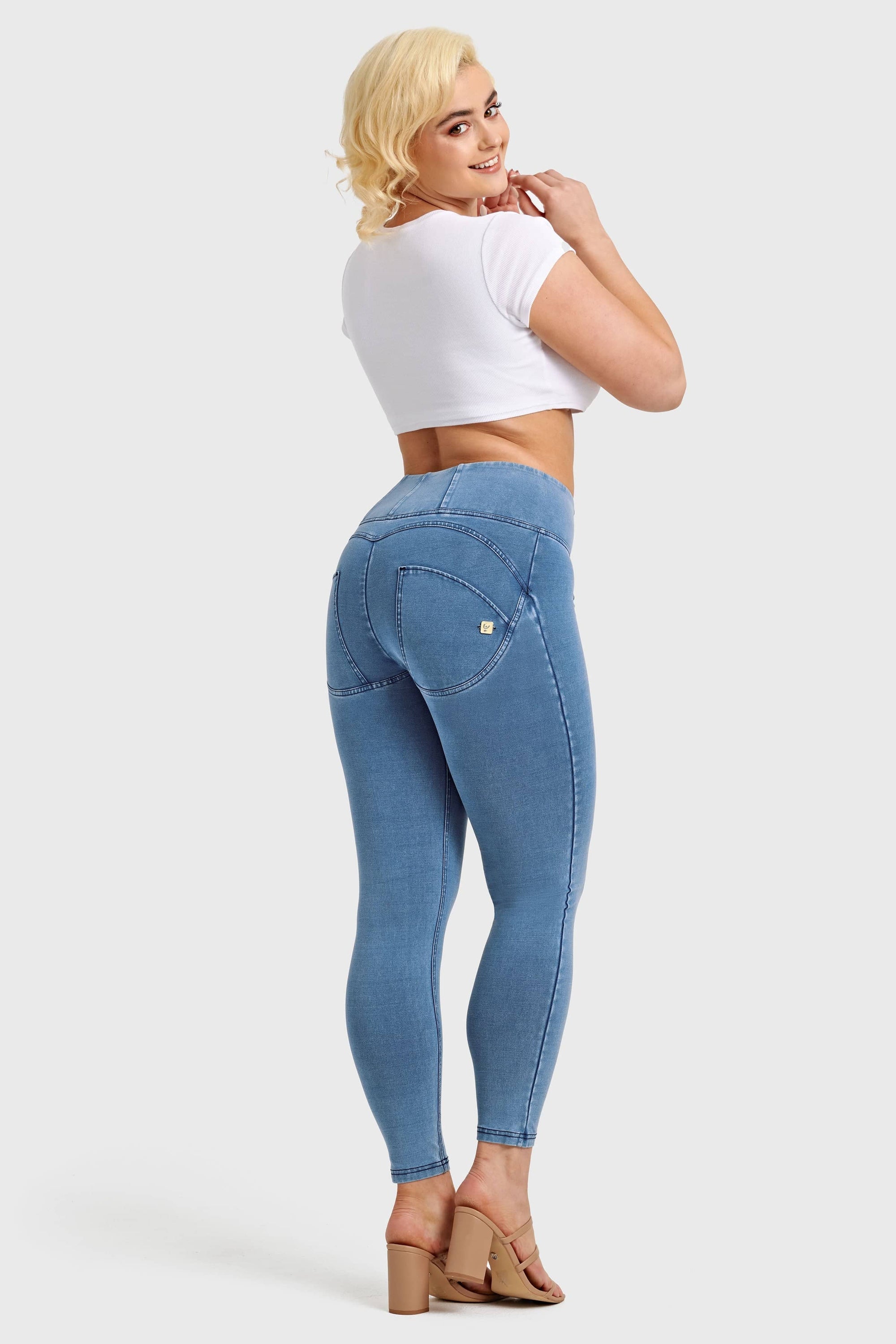 WR.UP® Denim - High Waisted - 7/8 Length - Light Blue + Blue Stitching 15
