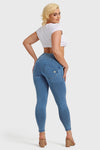 WR.UP® Denim - High Waisted - 7/8 Length - Light Blue + Blue Stitching 9