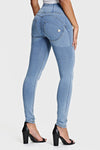 WR.UP® Denim - High Waisted - Full Length - Light Blue + Yellow Stitching 2