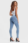 WR.UP® Denim - High Waisted - Full Length - Light Blue + Yellow Stitching 3