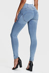 WR.UP® Denim - High Waisted - Full Length - Light Blue + Yellow Stitching 3