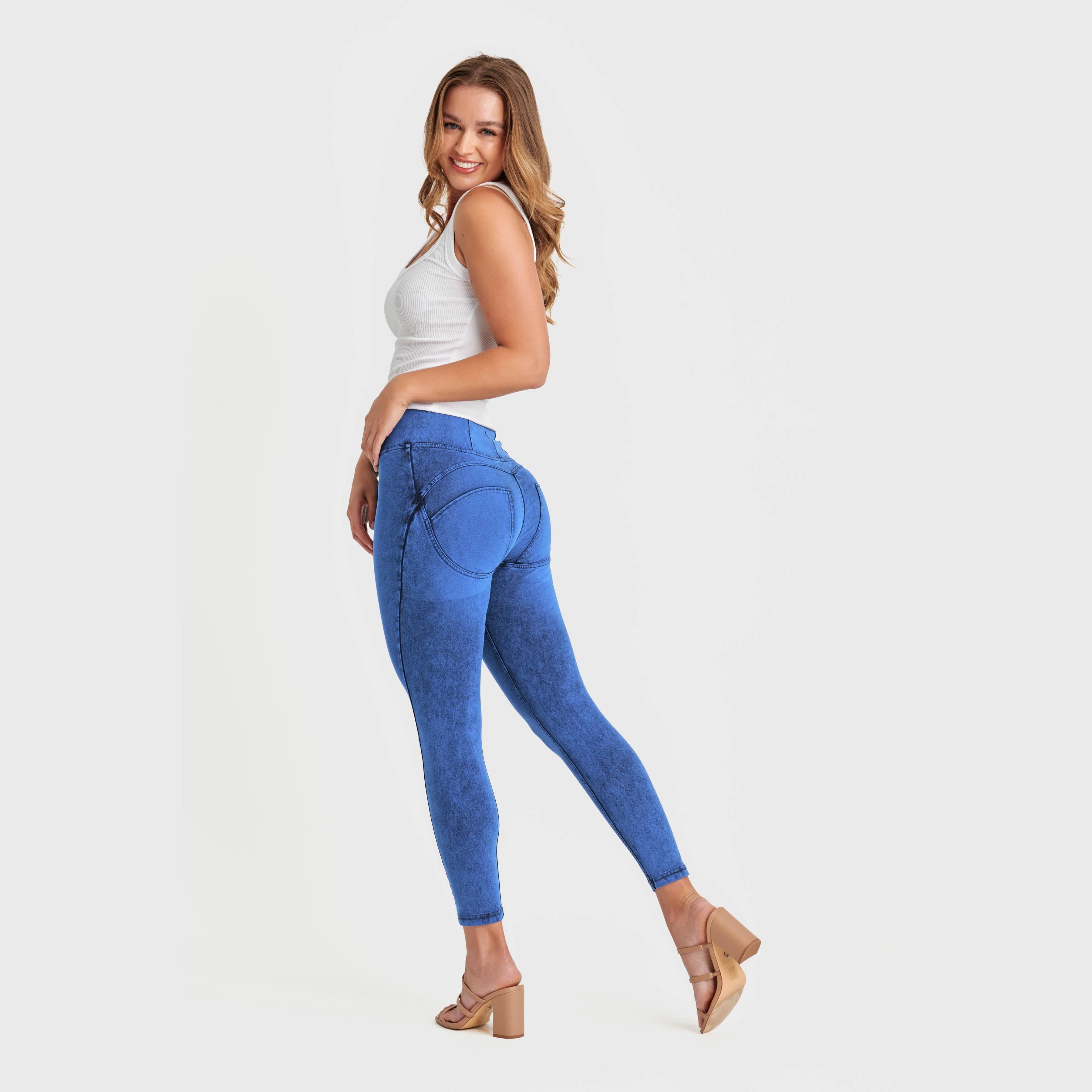 WR.UP® Denim - High Waisted - 7/8 Length - Cobalt Blue + Blue Stitching 3