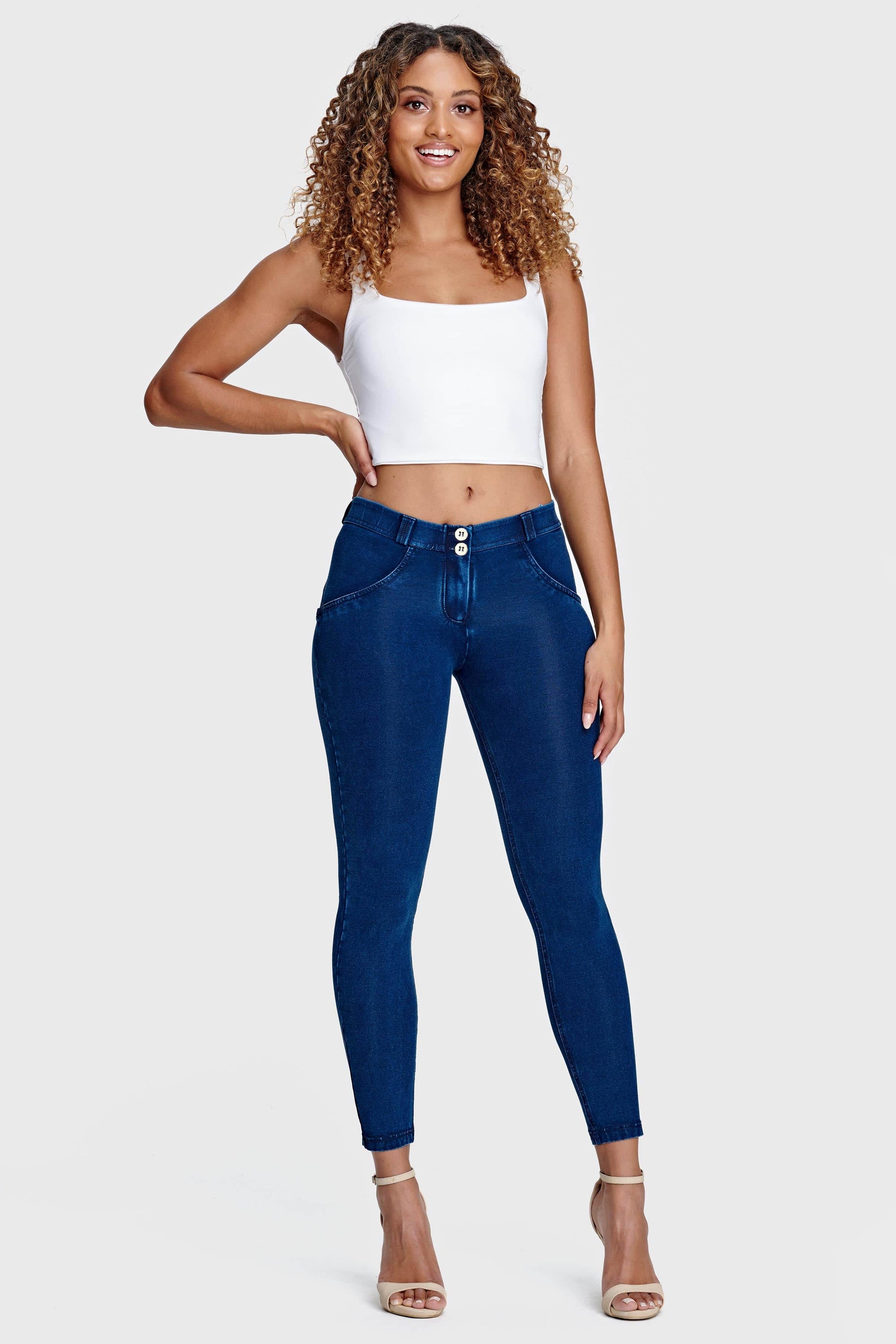 WR.UP® Denim - Mid Rise - 7/8 Length - Dark Blue + Blue Stitching 8