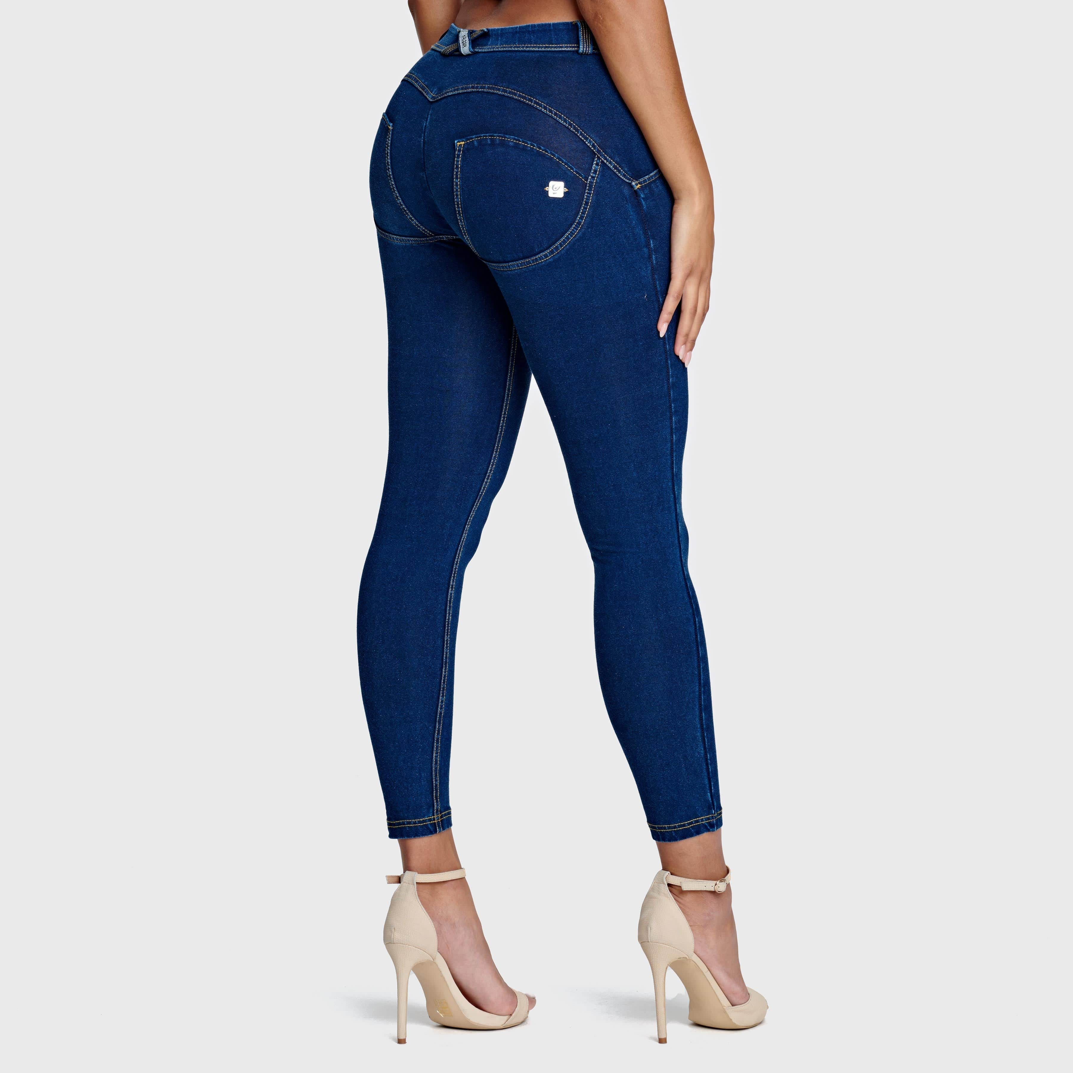 WR.UP® Denim - Mid Rise - 7/8 Length - Dark Blue + Yellow Stitching 1