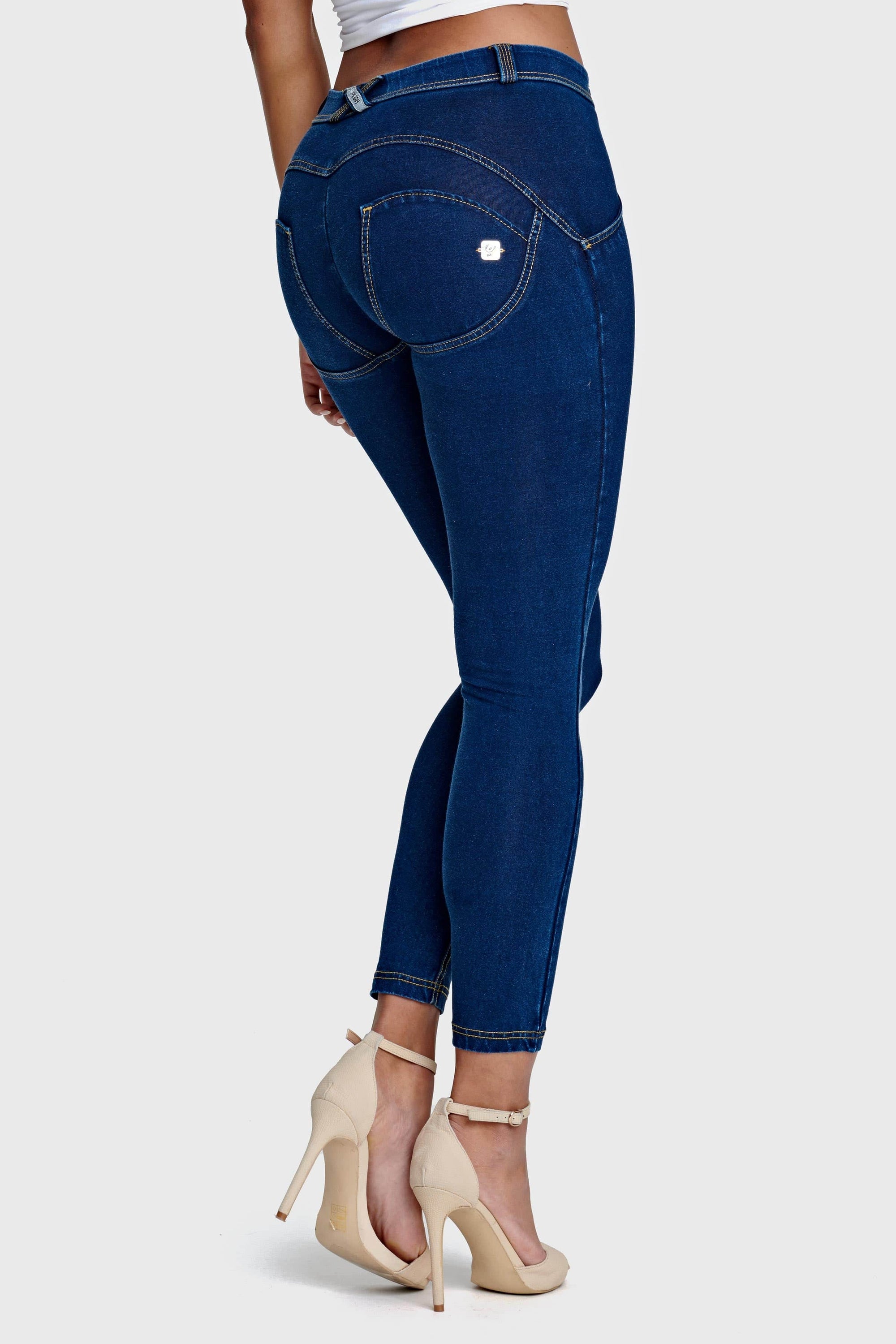 WR.UP® Denim - Mid Rise - 7/8 Length - Dark Blue + Yellow Stitching 7