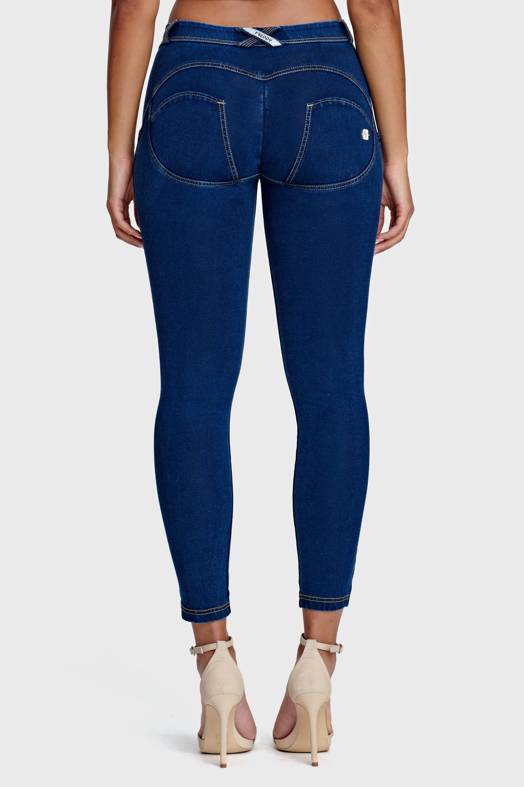 WR.UP® Denim - Mid Rise - 7/8 Length - Dark Blue + Yellow Stitching 6