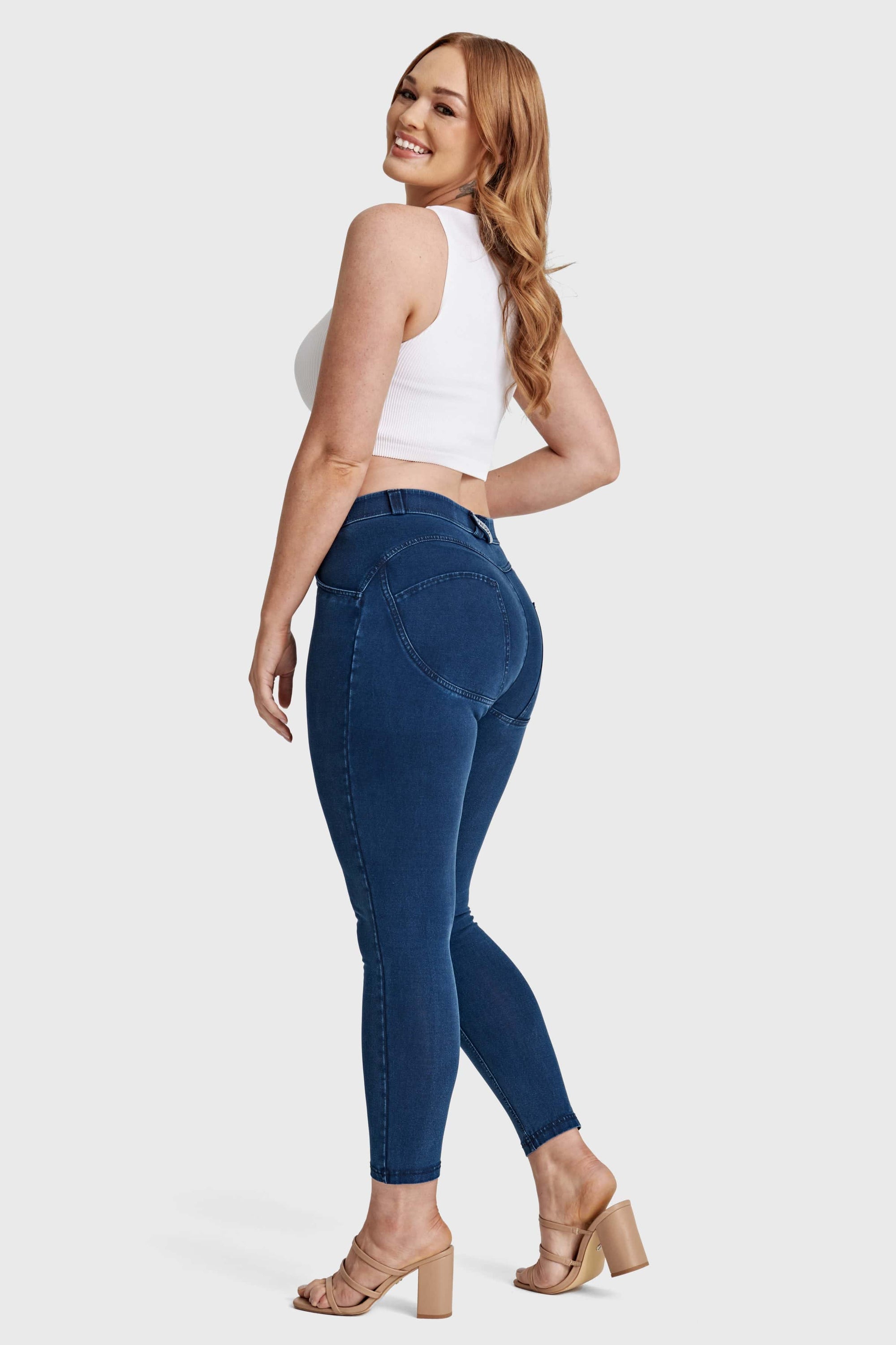 WR.UP® Curvy Denim - High Waisted - 7/8 Length - Blue + Blue Stitching 5