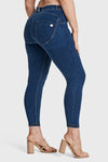 WR.UP® Curvy Denim - High Waisted - 7/8 Length - Dark Blue + Yellow Stitching 1