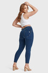 WR.UP® Curvy Denim - High Waisted - 7/8 Length - Dark Blue + Yellow Stitching 7