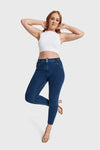 WR.UP® Curvy Denim - High Waisted - 7/8 Length - Dark Blue + Yellow Stitching 4
