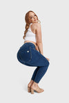 WR.UP® Curvy Denim - High Waisted - 7/8 Length - Dark Blue + Yellow Stitching 2