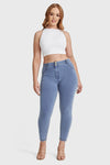 WR.UP® Curvy Denim - High Waisted - 7/8 Length - Light Blue + Yellow Stitching 6
