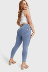 WR.UP® Curvy Denim - High Waisted - 7/8 Length - Light Blue + Yellow Stitching 5