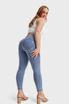 WR.UP® Curvy Denim - High Waisted - 7/8 Length - Light Blue + Yellow Stitching 4