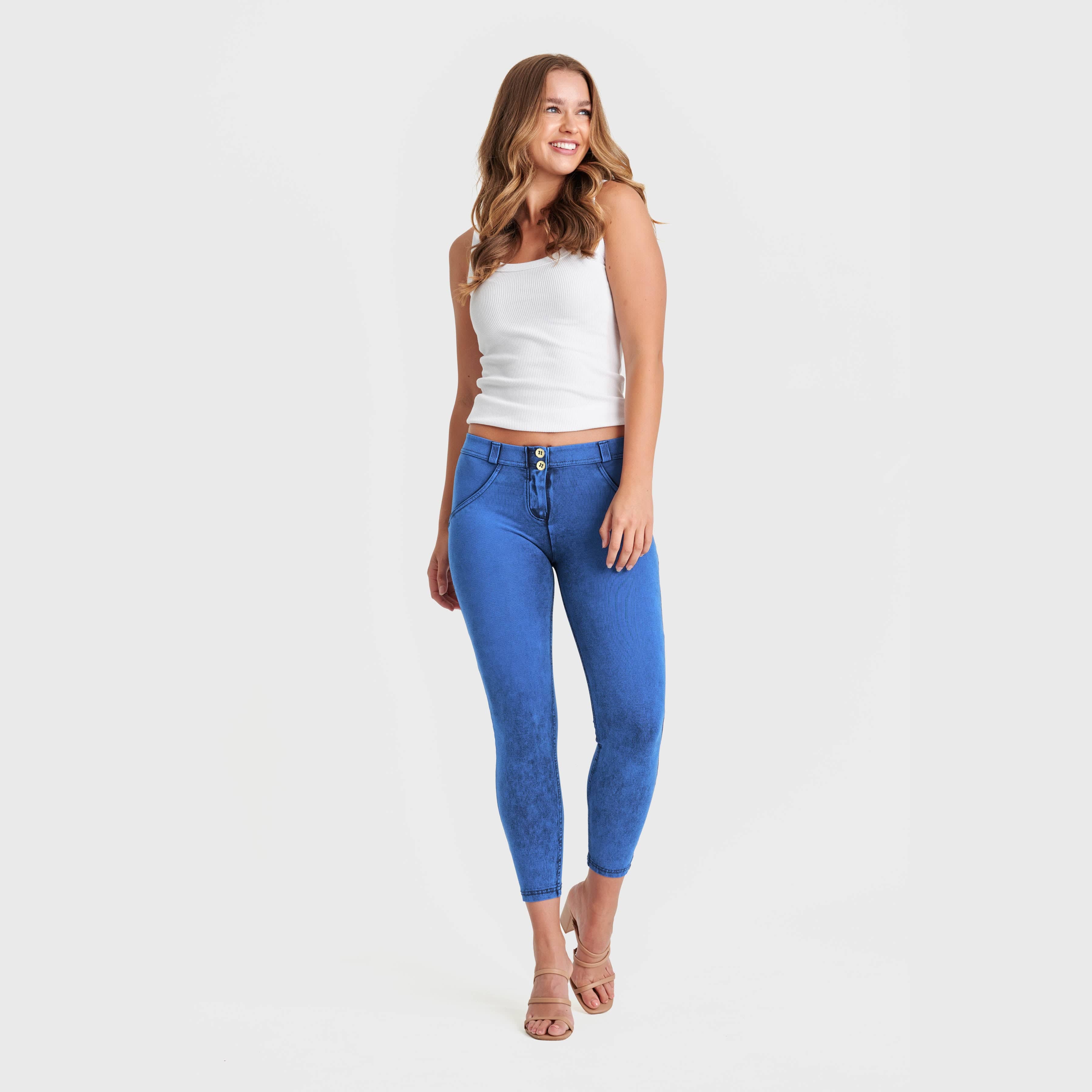 WR.UP® Denim - Mid Rise - 7/8 Length - Cobalt Blue + Blue Stitching 3