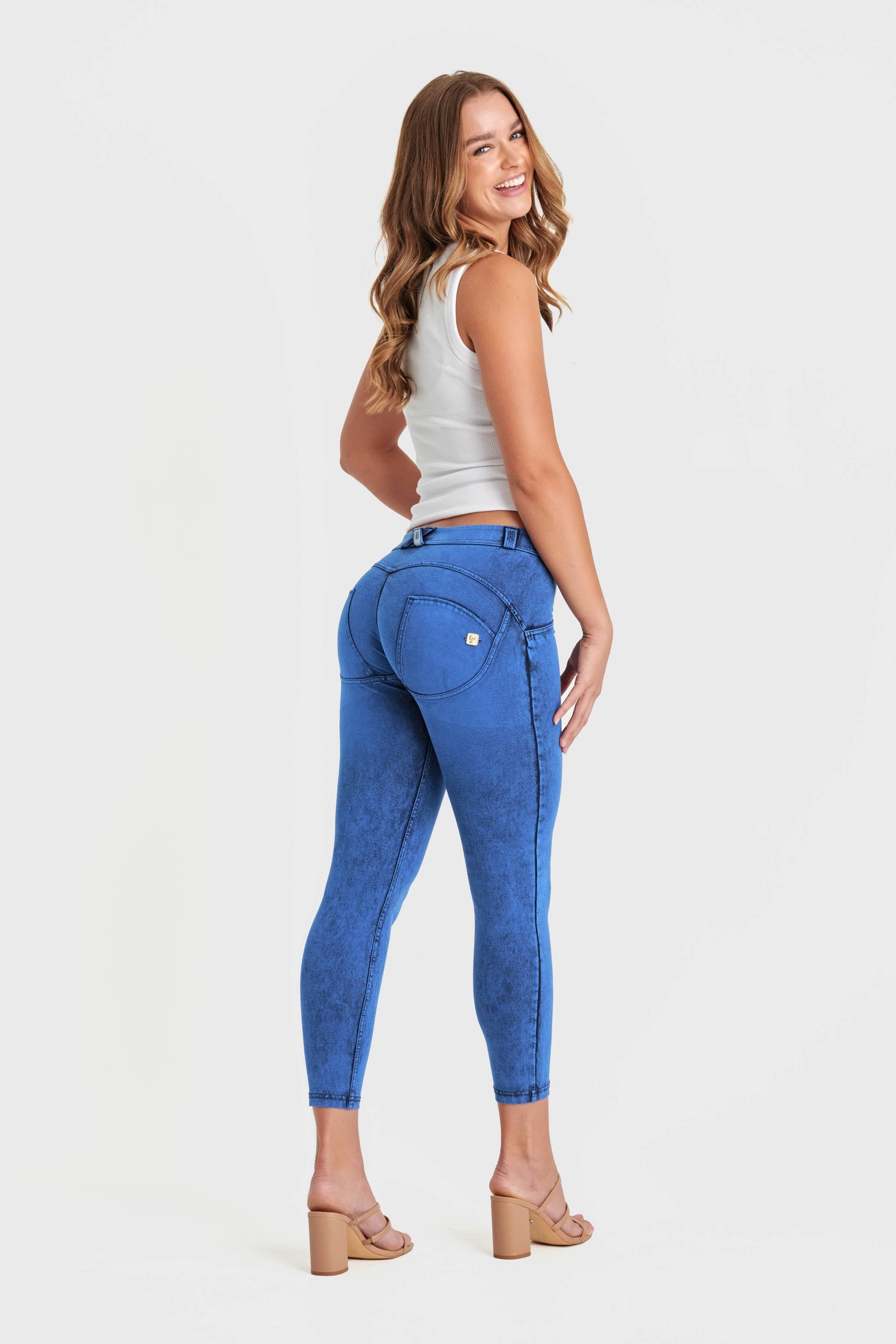 WR.UP® Denim - Mid Rise - 7/8 Length - Cobalt Blue + Blue Stitching 2
